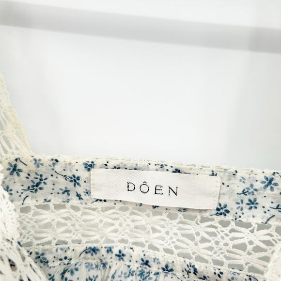 Doen Womens Cottagecore Prairie Sonora Organic Cotton Lace Ditsy Floral Top XS - Picture 6 of 9